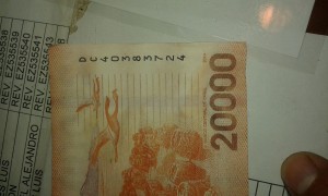 Billete 20 mil pesos